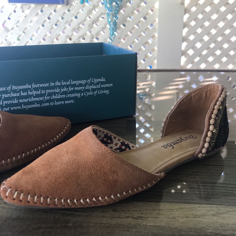 NWT buyamba Kabale Beaded Suede Flats